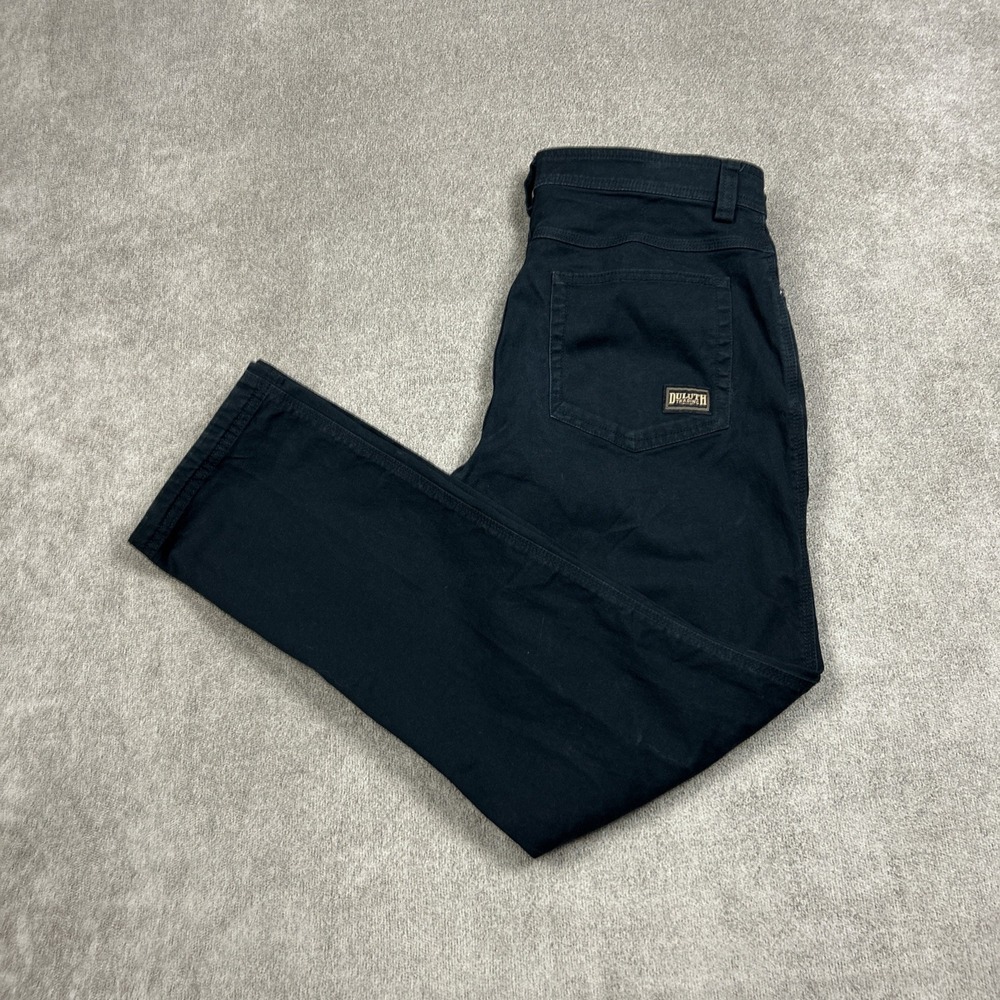 Duluth Trading Flex Fire Hose Slim Fit Black Work Pants Men's 34x32 Canvas